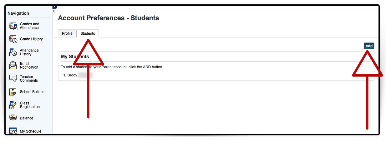 Add Student Screen Pic